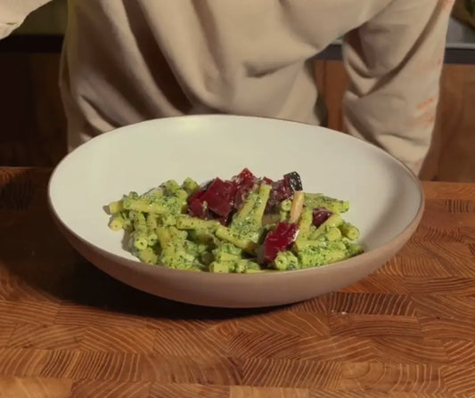 Pasta with Kale Pesto and Betroot