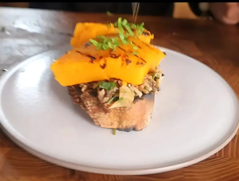 Toast with Artichoke - Olive Tapenade and Charred Squash